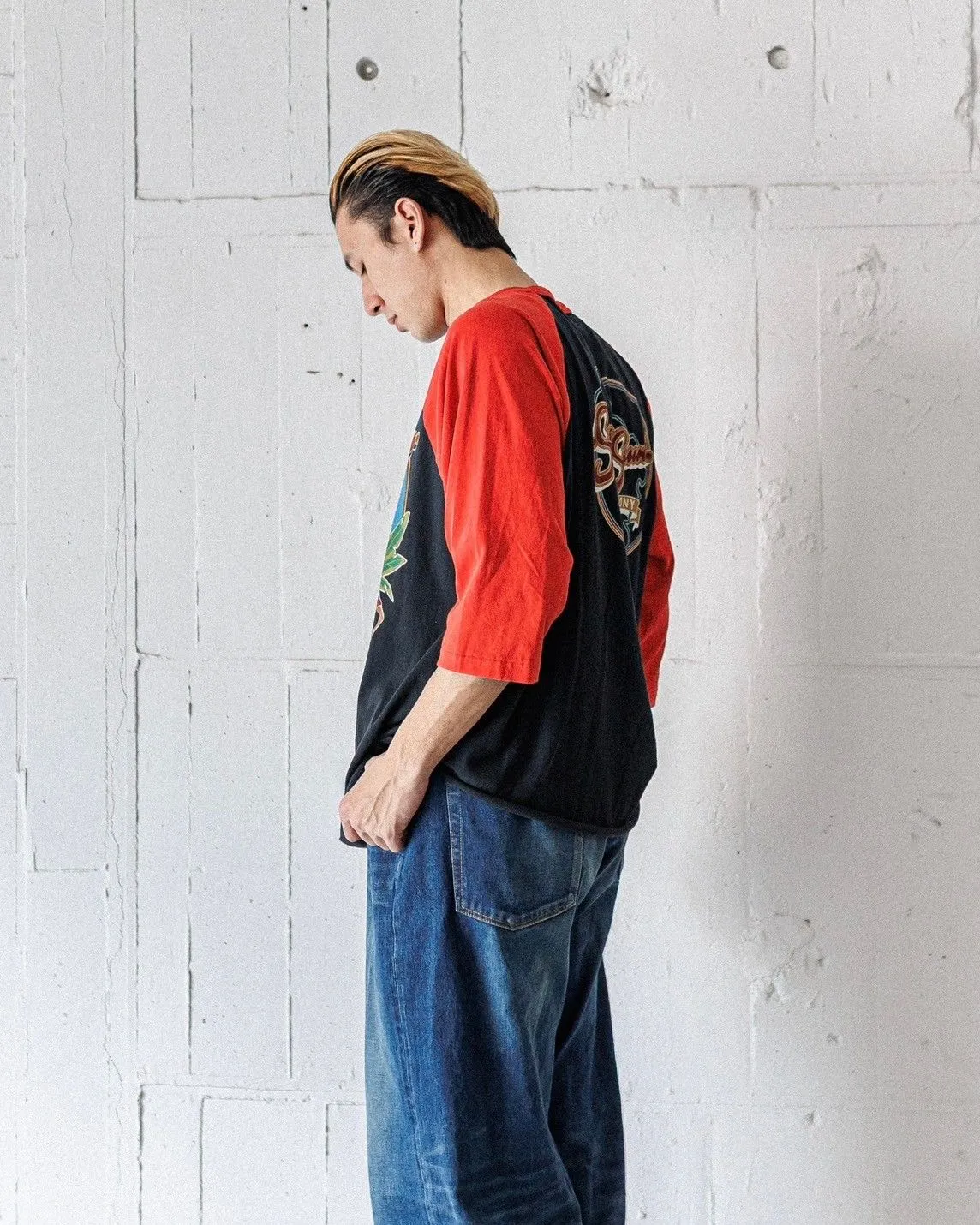 SAINT Mxxxxxx × LASTMAN LM_SS TEE/SNT NOISE/BLK SAINT NOISE Jesus horn sleeve color matching TEE Black and red S-XL LAST MAN joint model Customized accessories Completely matched Horn sleeve color matching Unlocked design Unique and handsome Top printing technology Undifferentiated restoration